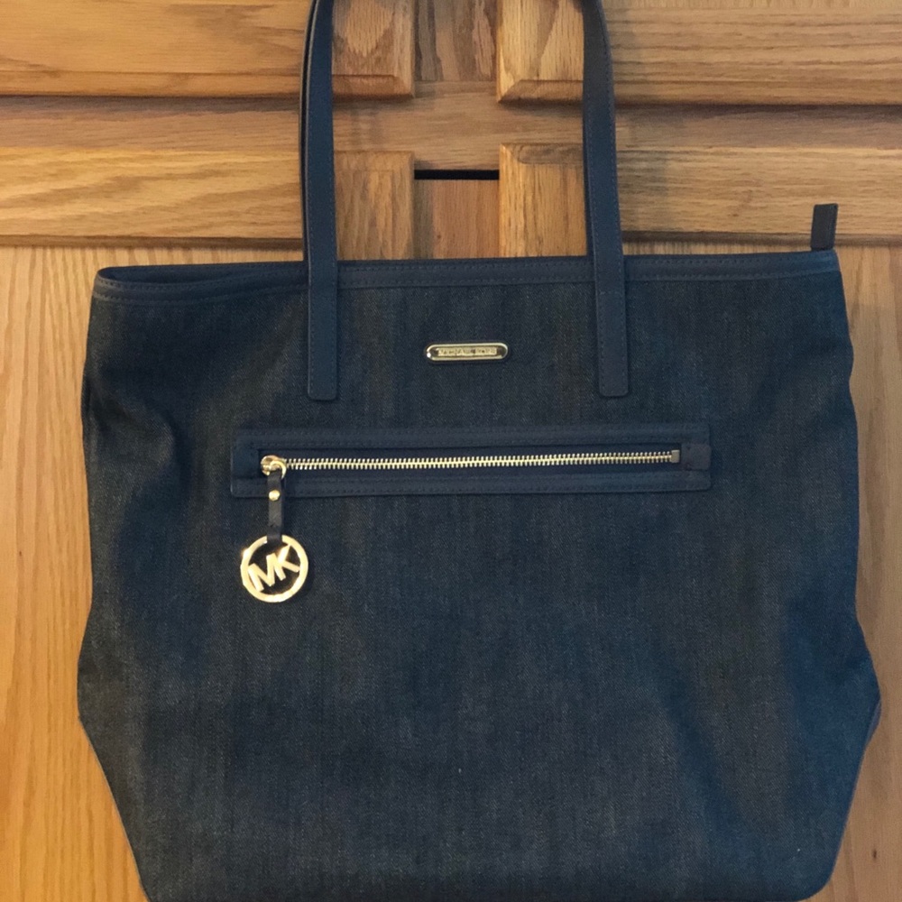 Authentic MK large Denim Shoulder Bag
